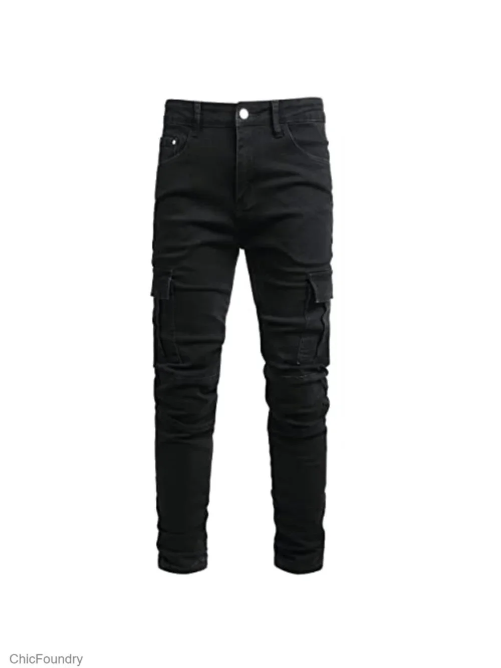 Slim Fit Stretch Ripped Skinny Jeans Straight Leg Casual Pants